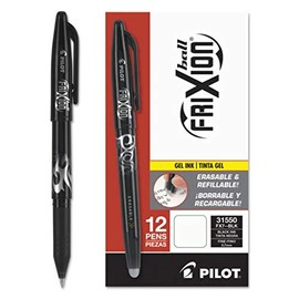 PIL31550 - Ink Color : Black - Pilot FriXion Ball Erasable Gel Pen - Dozen