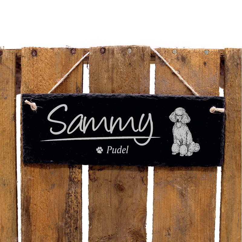 Dekolando Home Accessories Engraved Slate Sign with Dog Motif Name