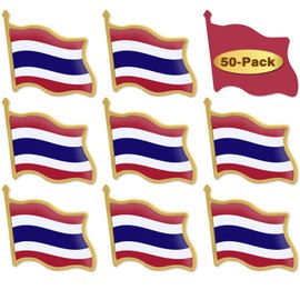 12/Pcs Thailand Flag Lapel Pins Bulk - Metal Thai Travel Brooch Badge Souvenir