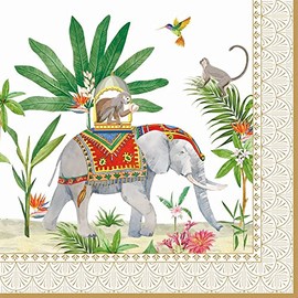 20 Napkins Animal Journey Through Asia Elephant Monkey Safari Jungle Jungle Animals Table Decoration Decoupage Decoupage Decoupage 33 x 33 cm