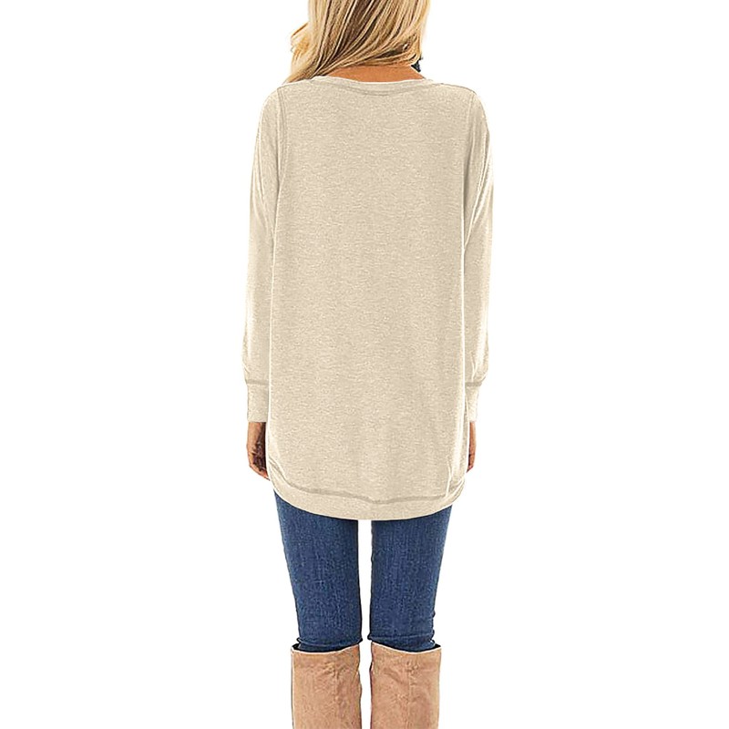 HIYIYEZI Fall Long Sleeve Plus Pullover Side Split Loose Casual