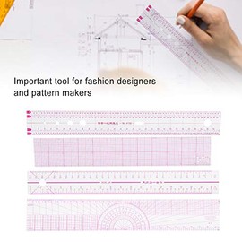 Regla para Costura, Juego de 4 Reglas Multifuncionales de Plástico Transparente para Creación de Patrones de Ropa e Ilustración