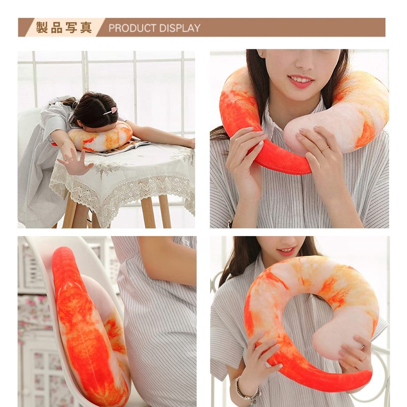 Soft Shrimp Realistic Neck Pillow, Funny 3D Seat Cushion, Nap