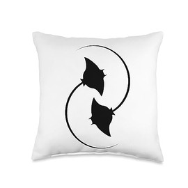 Ocean Sea Animal Stingray Fish Teens Kids Adults Oceanic Black Manta Ray Animal Stingray Fishing Men Women Throw Pillow, 16x16, Multicolor
