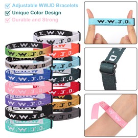 14PCS WWJD Christian Bracelet Pack for Women Men, WWJD Bracelets Bulk Christian Jesus Gifts Adjustable Wristbands - What Would Jesus Do Bracelet Dark Grey