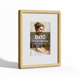 8x10 Picture Frame Natural Oak Wood From California-USA with Real Tempered Glass, Handcrafted 8 x 10 Photo Frame Matted to 5x7 Wedding Photo,Family Picture,Graduation Picture Display on Table & Wall