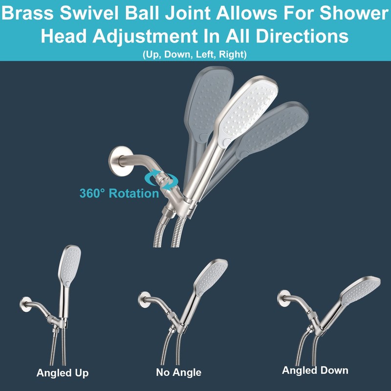 Brushed Nickel Metal Shower Head Holder - Adjustable Mount for