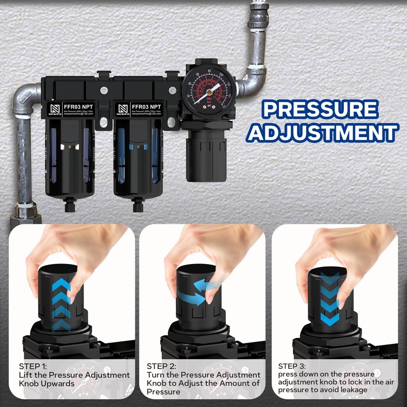 NEWPO 3/8'' NPT Air Drying System,Double Compressed Air Regulator with