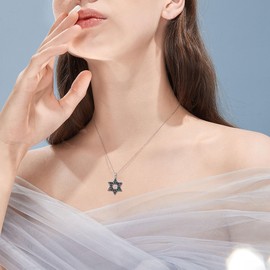 ONEFINITY Star of David Necklace Sterling Silver Hebrew Chai Star of David Pendant Necklace Jewish Christian Jewelry Gifts for Women