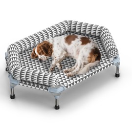 Orthopedic Dog Bed for Medium Dogs - Removable Bolsters & Cleanable Cover,Elevated Outdoor Dog Bed,Easy to Assemble,Up to 100lbs,Medium