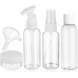 5x Travel Bottles Set for Toiletries Empty Refillable Travel Bottles Clear Plastic Travel Liquid Containers Ideal For Shampoo Cosmetic Lotion Body Wash Makeup Shower Gel Hand Soap Travel 80ml (5PC)
