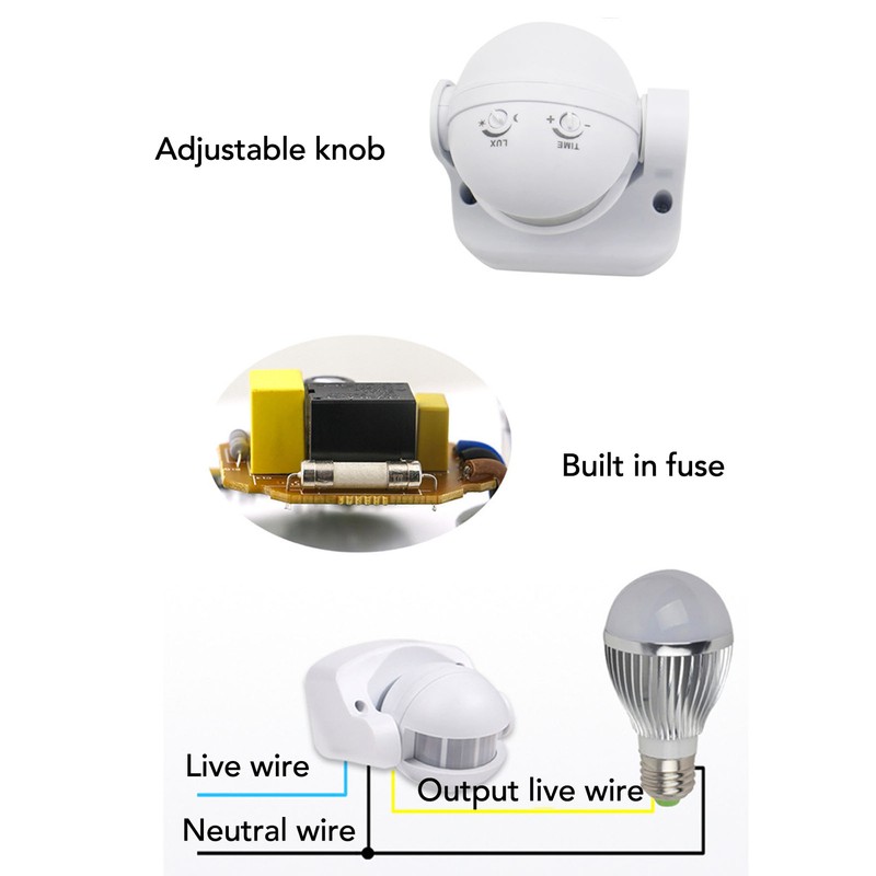 Motion Sensor Detector Switch Waterproof Intelligent Radiationless ABS Housing Infrared