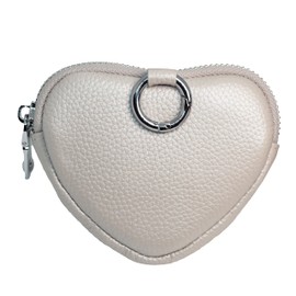 BAWAKO Heart Shaped Leather Coin Purse - Key Bag Coin Purse for Small Things, Coin Bag for Loved Ones, Coin Purse for Lovers, Coin Purse, White, Wallet