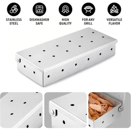 Grill Smoker Boxes,Smoke Boxes for Gas and Charcoal Grills,Charcoal Grill Accessory to Enhance Your Grilling,Stainless Steel Smoker Box.Replacement for Smoke Tube for Pellet Smoker