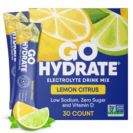 GoHydrate Instant Hydration Powder Packets - Low Sodium Electrolytes Drink Mix - Natural Hydration Support, Sugar Free Electrolyte Flavored Powder Drink with Vitamin D, 30 Packs, Lemon Citrus