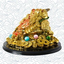Addune Feng Shui Money Frog Statue Toad Three Legs Frog Figurines on Chinese Coins Gold Ingot Good Luck Charms Lucky Fortune Wealth Car Decor