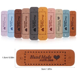 VILLCASE 60 Piezas Etiquetas Hechas a Mano Para Ropa, Etiquetas De Crochet Hechas a Mano, 10 Colores, Para Tejidos, Sombreros, Jeans, Bolsos, Zapatos