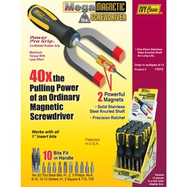IVY Classic 17073 9" Multi-Bit Ratcheting Screwdriver, Mega-Magnetic, 1-Pack