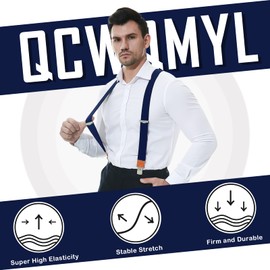QCWQMYL Suspenders for Men Heavy Duty Clips Elastic Adjustable Straps Vintage X Back