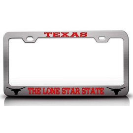 Custom Brother - Texas The Lone Star State Cowboy Horn Metal Car SUV Truck License Plate Frame Ch f96