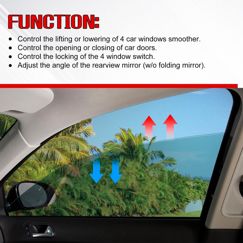 Window Master Control Switch w/Black Bezel Mirror & Lock Assembly