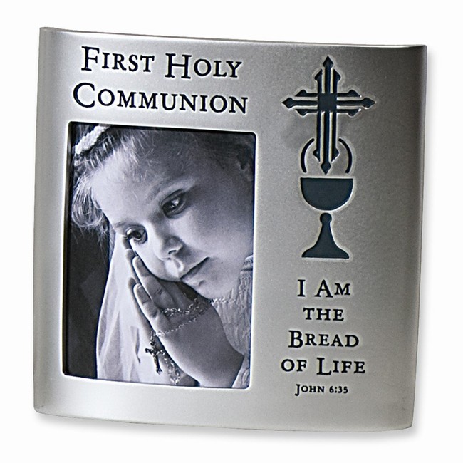 First Holy Communion Bread of Life 6 Inch Silver Resin Decorative Tabletop Picture Frame