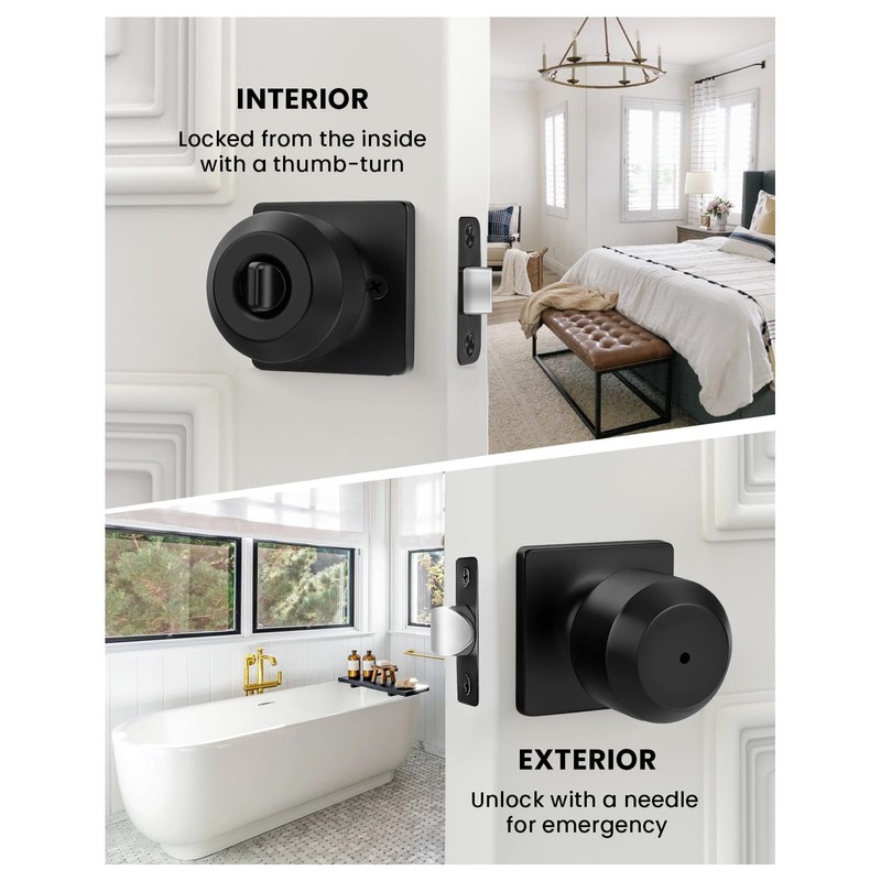 Haidms Black Door Knobs, Interior Door knobs, Privacy Door Knob