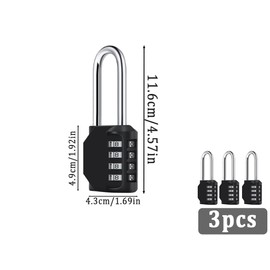 Kellegour Pack of 3 Luggage Locks, Suitcase Locks, Rustproof Combination Lock, 4 Digit Small Padlocks, Combination Locks, Locks for Suitcase, Bag, Backpacks, Gym, School, Locker (Black)