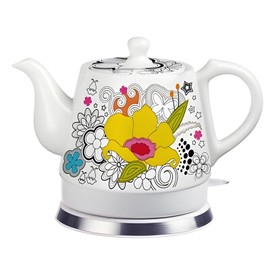 FixtureDisplays Teapot Ceramic Electric Kettle Warm Plate, Kitchen Water Boiler Gift 12039
