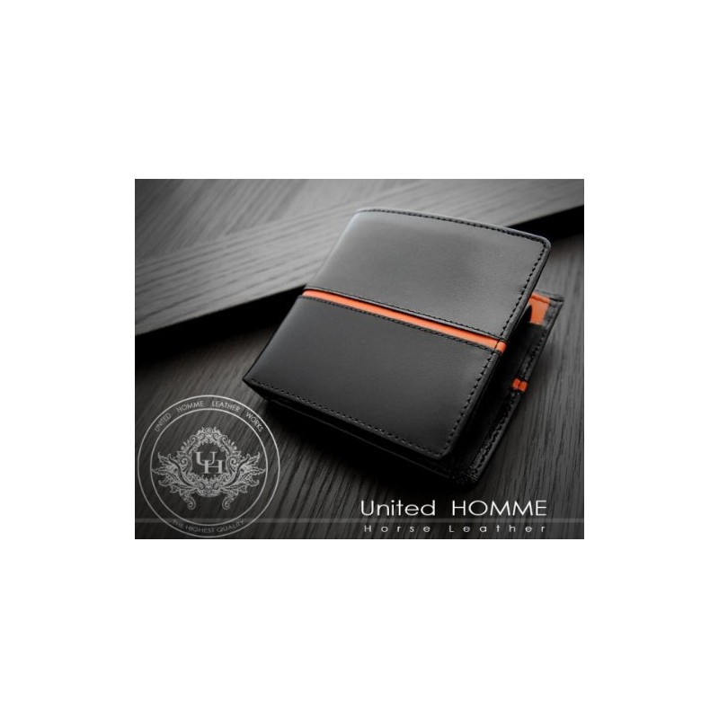 United HOMME UH-1073 Bifold Wallet Horsehide x Center Line, orange