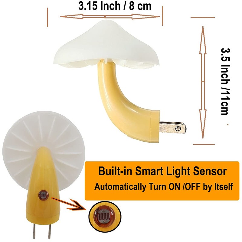AUSAYE 4 Pack Plug in Night Light, Mushroom Light LED