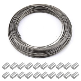 Netspower 1.5 mm x 30 m Stainless Steel Wire Picture Frame Hanging Wire Heavy Duty Garden Craft Wire Cable Strong Wire Rope with 20 Aluminum Crimping Sleeves For Garden Craft Washing Line