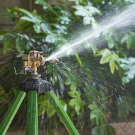 Aivermeil 2 Pcs Sprinklers for Yard, Heavy-Duty Impact Sprinkler on Tripod Base, 360 Degree Large Area Water Sprinklers, Adjustable Height 19-37” Sprinkler for Lawn Garden
