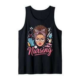 Black Melanin Nurse Afro Hair Pride Nursing Gifts for Women Tank Top
