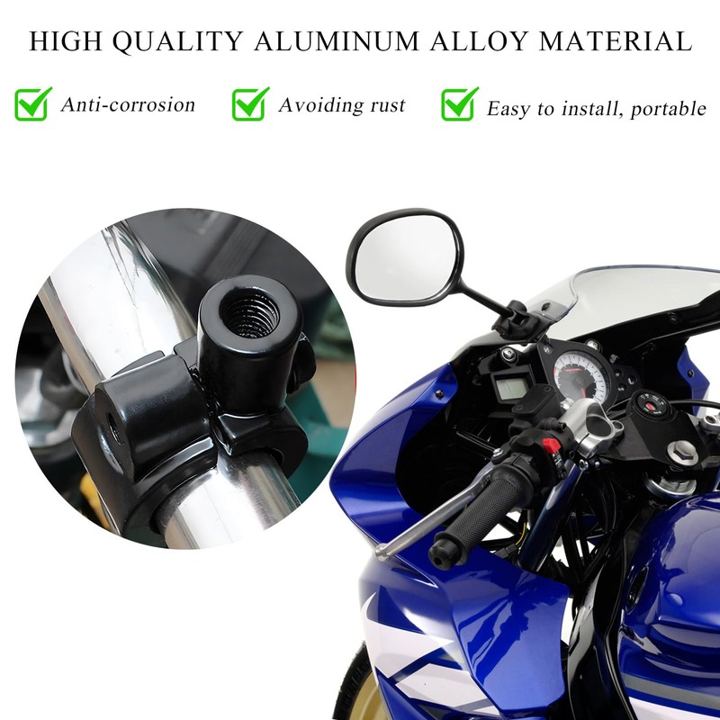 KVAEY 2PCS Motorcycle Handlebar Mirror Mount Holder, 8mm 7/8" Handlebar