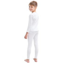 HEROBIKER Thermal Underwear Boys Ultra Soft Fleece Lined Kids Thermals Long Johns Top Bottom Warm Set for Winter Skiing White