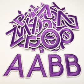Jongdari 55pcs Iron On Letters Patches for Clothing, 1.5" Embroidery Alphabet Letterman Jacket Patche A-Z Applique for Backpack & Fabric (Purple)