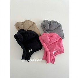 Imported Kids' Padded Balaclava - Korean Lightweight Down Cute Bear Winter Hat LF3599 - One Size 48-52cm Beige 3ea