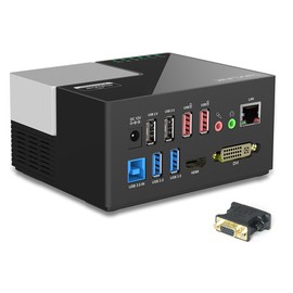 WAVLINK USB 3.0 Universal Laptop Docking Station Dual Video with DVI/HDMI (up to 2048x1152), 4 USB ports (2 USB3.0 + 2 USB2.0), Gigabit Ethernet, Audio, Mic, for Windows 11,10, 8.1, 8, 7 & XP/Mac