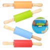 4PCS Rolling Pin NonStick Silicone Mini Wooden Handle Rolling Pins