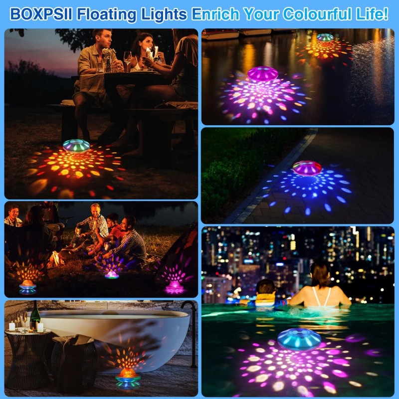 Boxpsii Floating Pool Lights Lights with 6 Dynamic Lighting, IP68