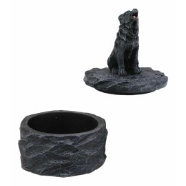 Ebros Single Howling Gray Alpha Wolf Mini Rounded Jewelry Decorative Box