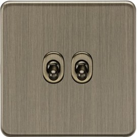 Knightsbridge 10AX 2G 2-way Toggle Switch - Antique Brass
