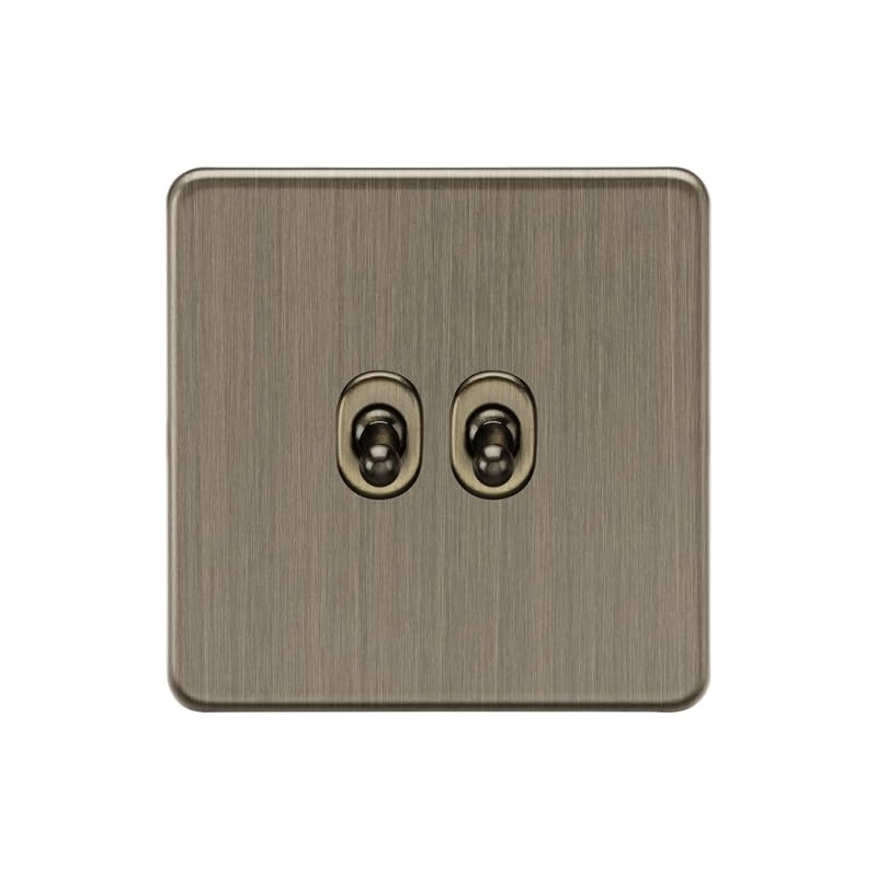 Knightsbridge 10AX 2G 2-way Toggle Switch - Antique Brass