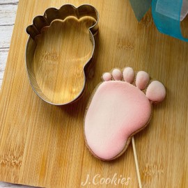 LILIAO Baby Foot Print Cookie Cutter for Baby Shower - 2.6 x 3.8 inches - Stainless Steel