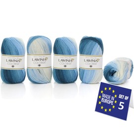 LAWINIA COLORISH Luxury Rainbow Yarn DK, Rainbow Wool for Knitting, Pack of 5 Each 100g - 350m 100% Acrylic DK Knitting Yarn, Multicoloured Wool, Ombre