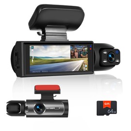 Dual Dash Cam for Cars Front and Inside 3.16 inch IPS Screen 1080P HD DVR Camera Video Recorder Driving Recorder 2 Split Screen Automatic Loop Recording Night Vision Wide Angle