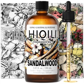 HIQILI Sandalwood Fragrance Oil for Home Diffuser, Luxury Hotel Scent, Perfect for DIY Candle & Soap Making, Add to Body Lotion - 5.07 Fl Oz