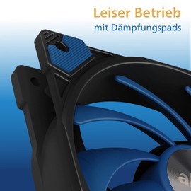 Akasa Alucia SC12, 120 mm PWM Case Fan, Blue Fan for PC, CPU Cooler and Radiator, High Air Storm Housing Fan, up to 2000 RPM and 56.3 CFM, Anti-Vibration Pads, AK-FN117