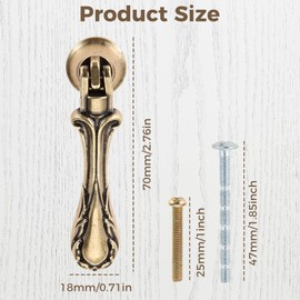 Yetaha 4PCS Vintage Pendant Pulls, Bronze Tear Drop Pulls, Antique Carved Handle with Mounting Screws for Cabinet Dresser Wardrobe Furniture Decorative